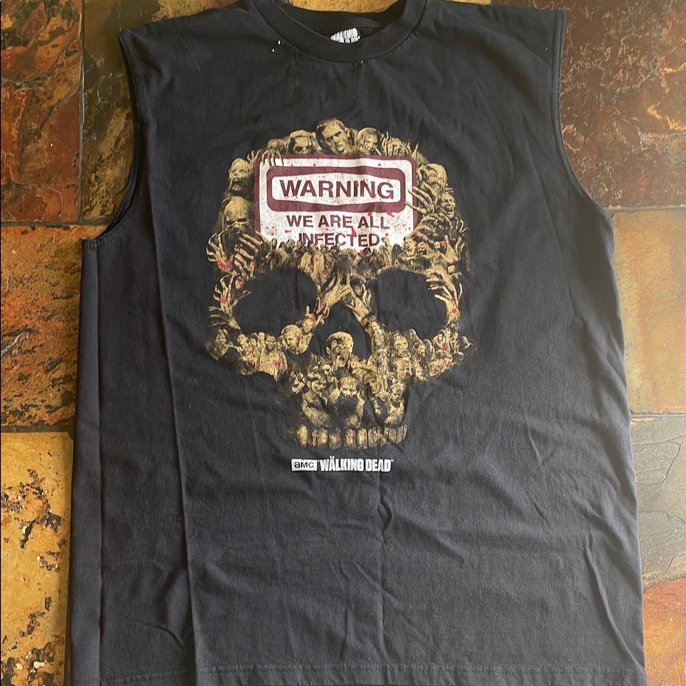 Black Sleeveless Walking Dead Graphic Tee (309)